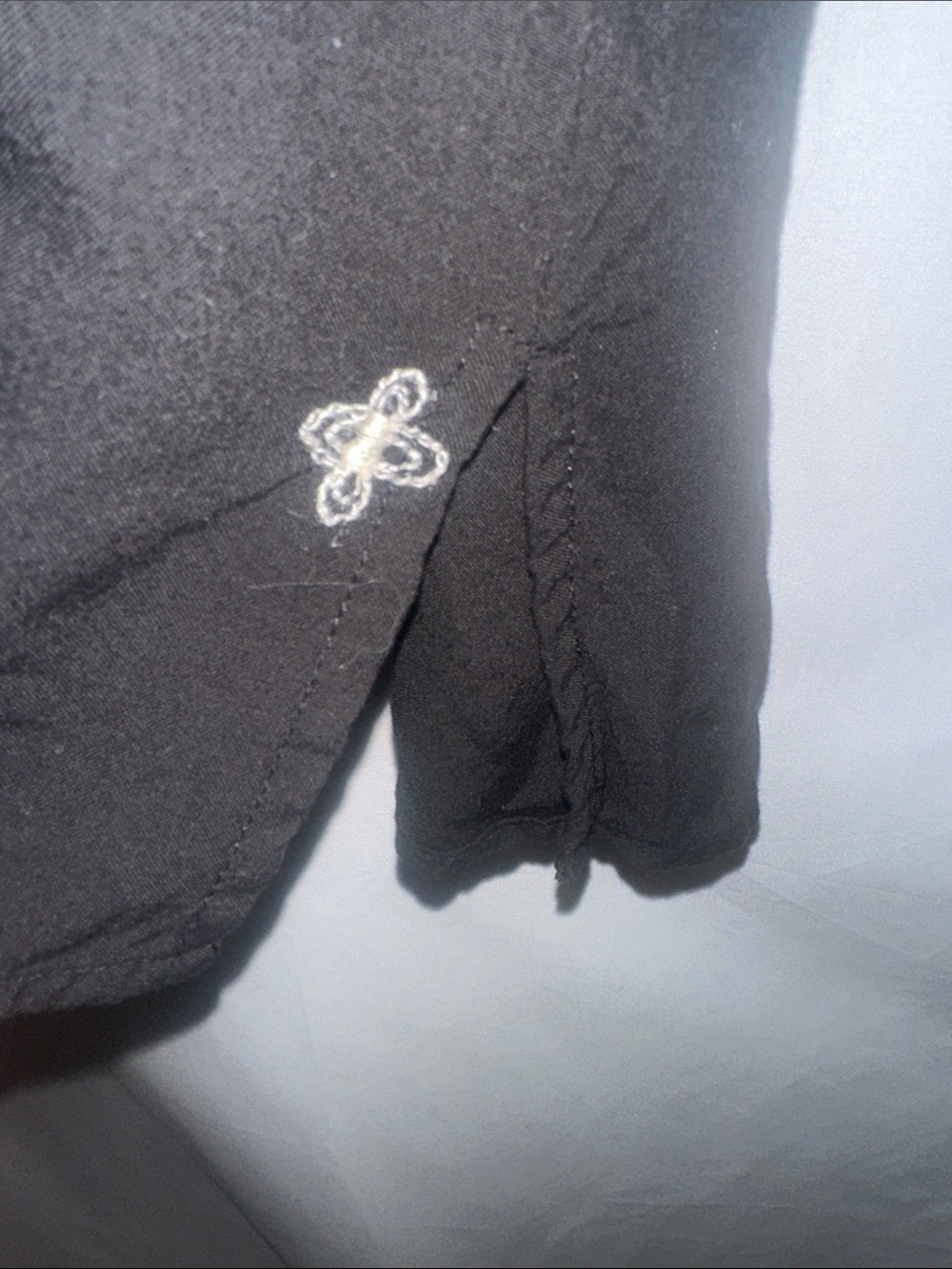 Tantrums Black Tunic with White Embroidered Yoke and Tassel Tie - Picture 6 of 8